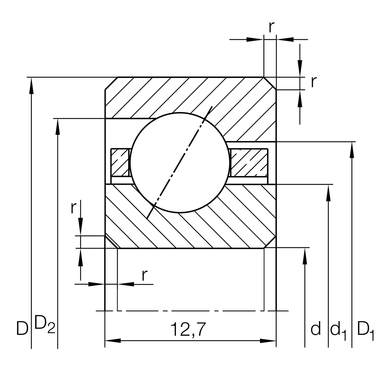 Радиально-упорный шарикоподшипник INA CSED050