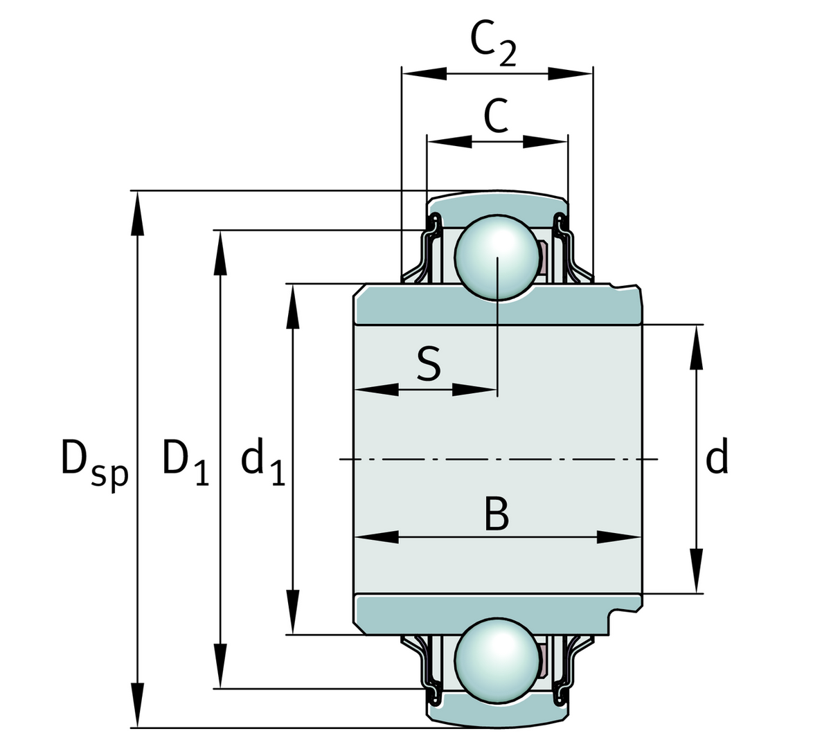 Радиальный закрепляемый шарикоподшипник INA NE45-XL-KRR-B-L285/70-OSE