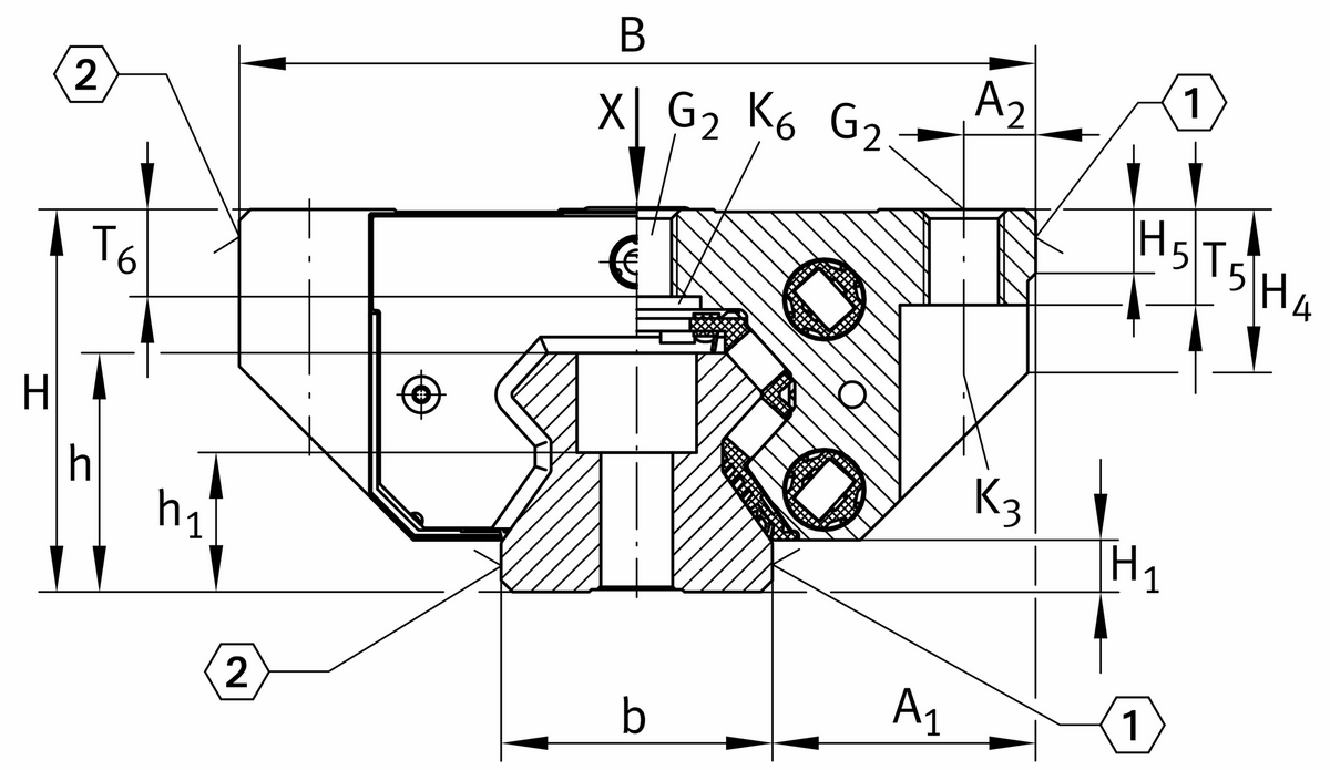 Каретка роликовой линейной направляющей качения с циркуляцией INA RWU35-F-L