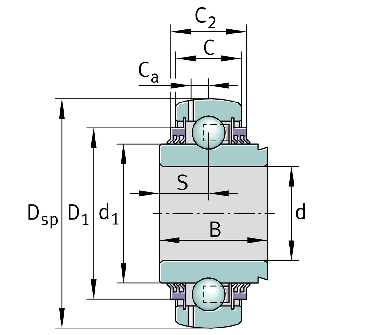 Радиальный закрепляемый шарикоподшипник INA GE25-XL-KTT-B-L402/70-OSE
