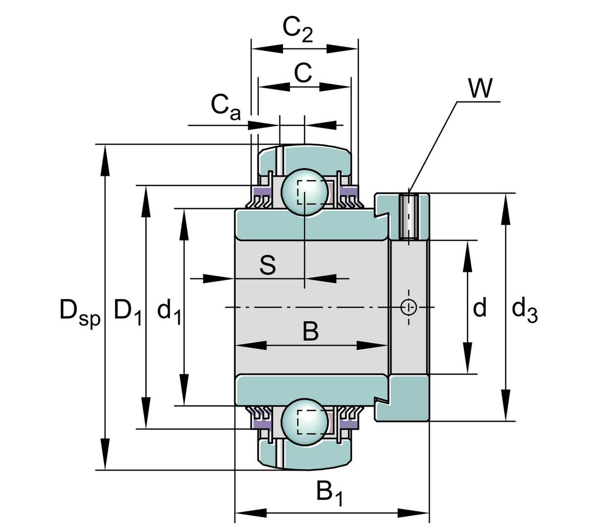 Радиальный закрепляемый шарикоподшипник INA GE65-214-XL-KTT-B (GE65-214-KTT-B)