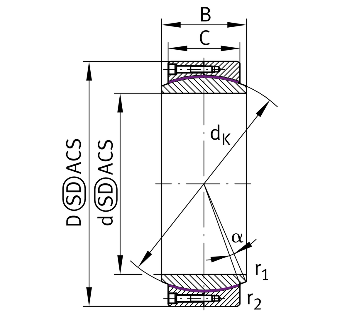 Сферический шарнирный подшипник INA GE340-DF-G9