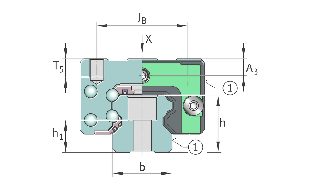 Каретка шариковой линейной направляющей качения с циркуляцией INA KWLTS30-ESC-V2-G2
