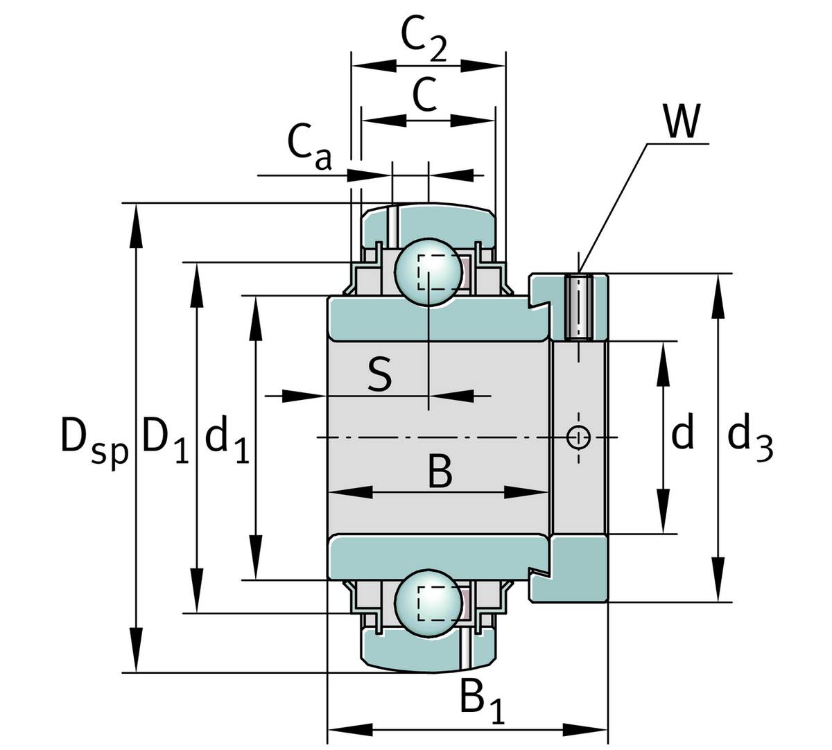 Радиальный закрепляемый шарикоподшипник INA GNE50-XL-KRR-B-AS2/V-L285/70