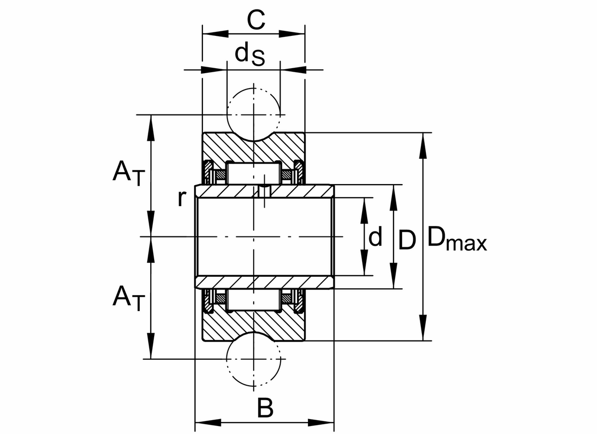 Направляющий ролик INA LFR2202-10-2RSR-NA