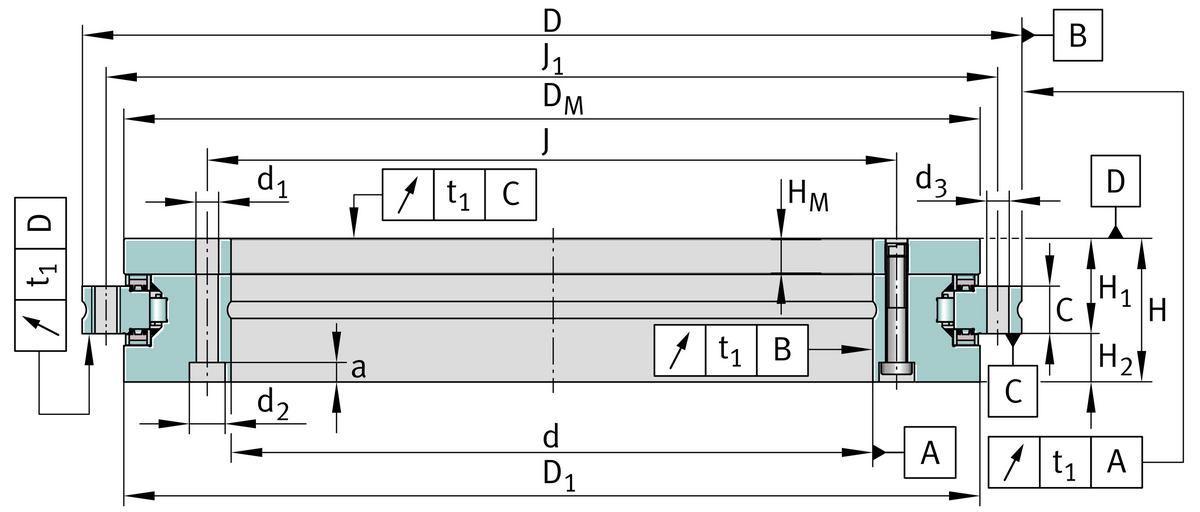 Упорно-радиальный роликоподшипник INA YRTSM200