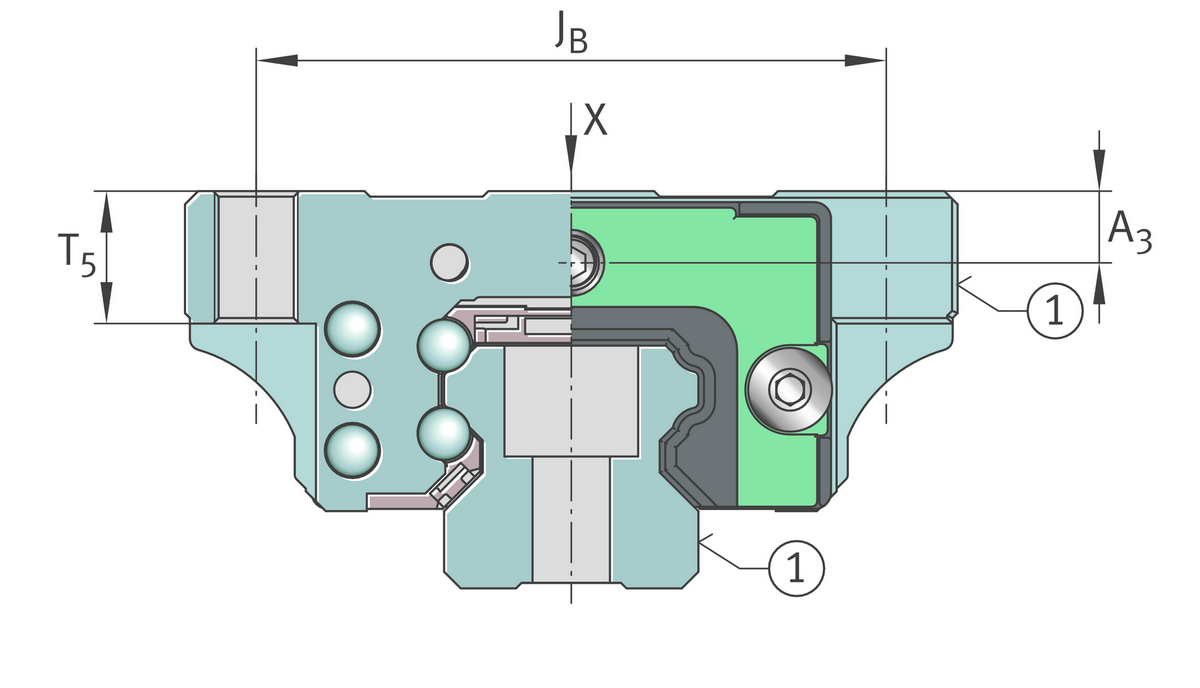 Каретка шариковой линейной направляющей качения с циркуляцией INA KWLT15-A-V1-G4