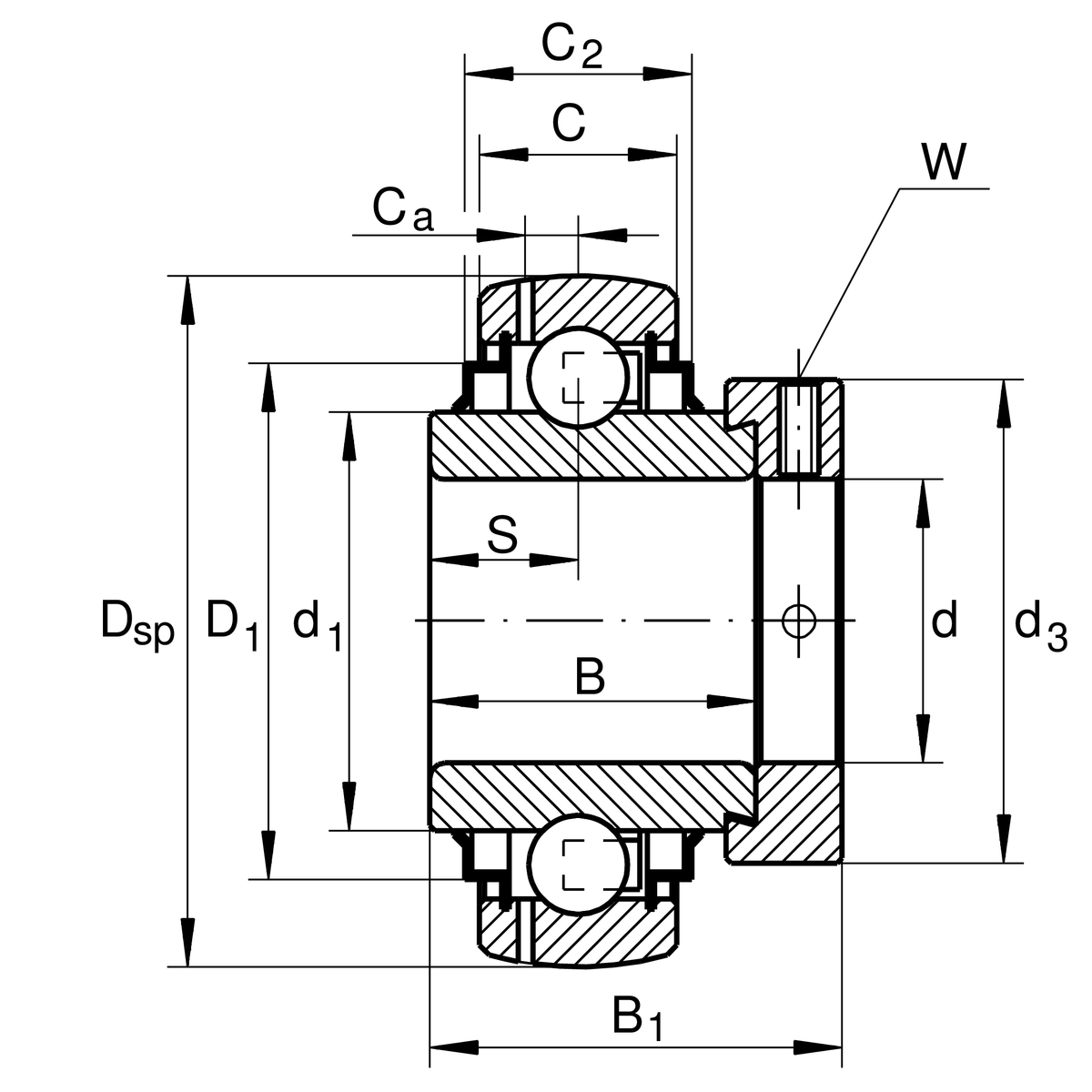 Радиальный закрепляемый шарикоподшипник INA GE65-214-XL-KRR-B (GE65-214-KRR-B)