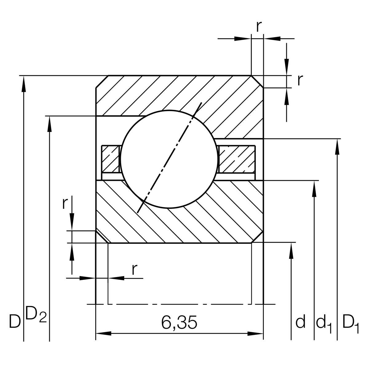Радиально-упорный шарикоподшипник INA CSEA025