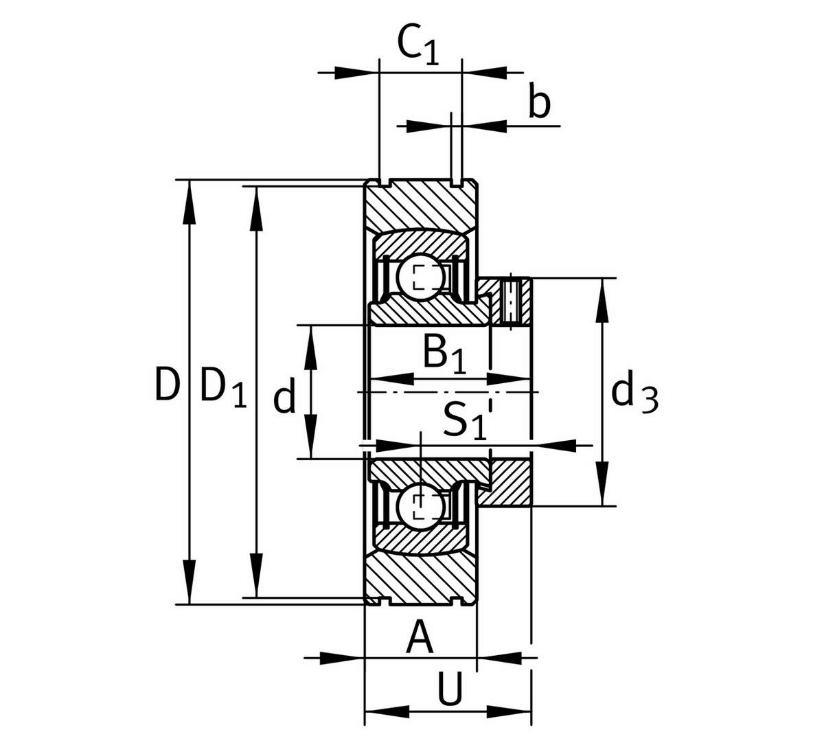 Радиальный закрепляемый шарикоподшипник INA PE25-XL-SML (PE25-SML)