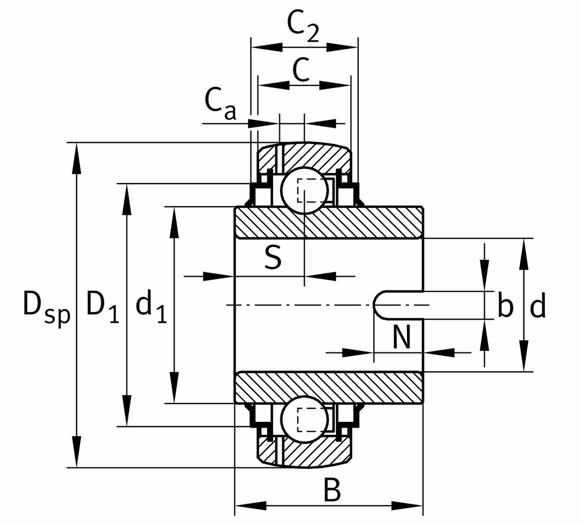 Радиальный закрепляемый шарикоподшипник INA GLE25-XL-KRR-B (GLE25-KRR-B)