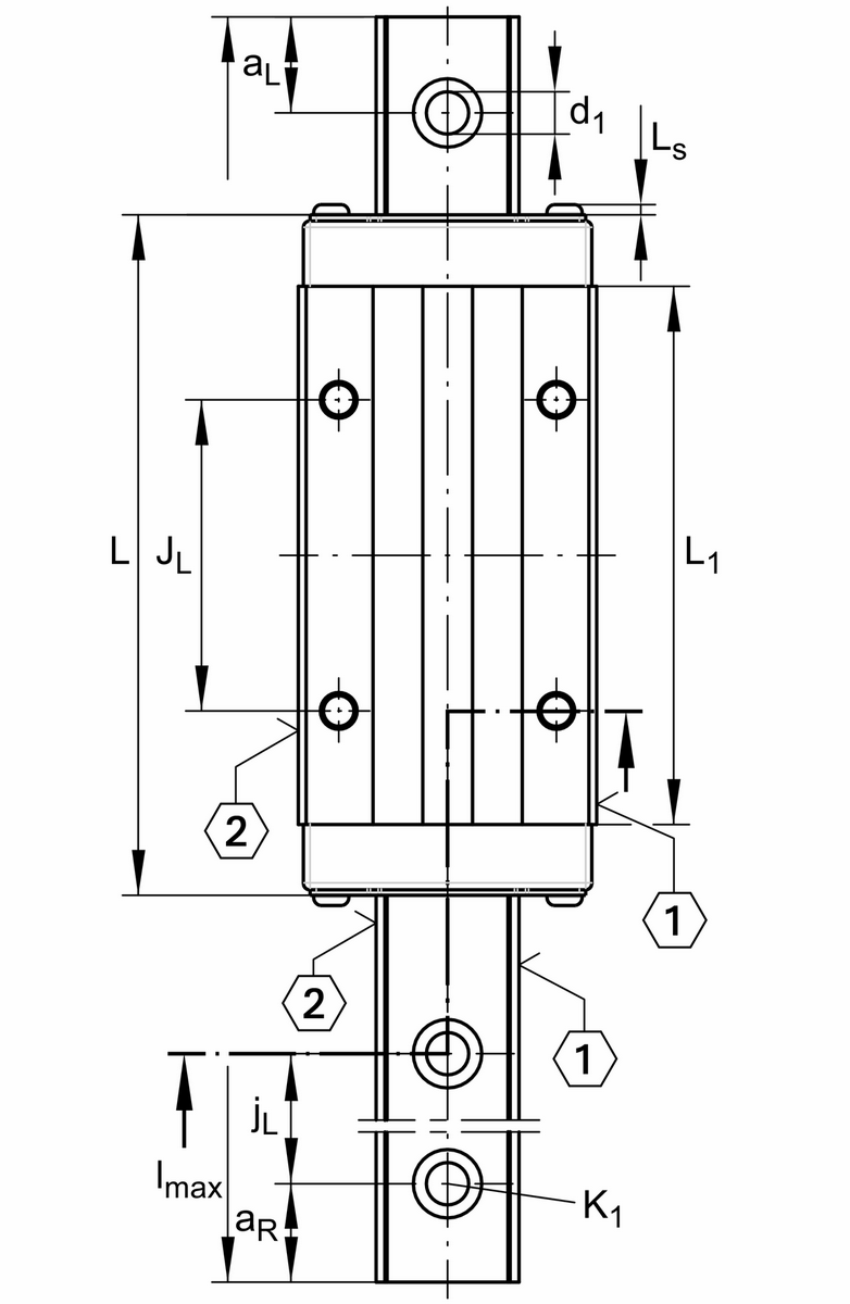 Каретка шариковой линейной направляющей качения с циркуляцией INA KWVE30-B-HL