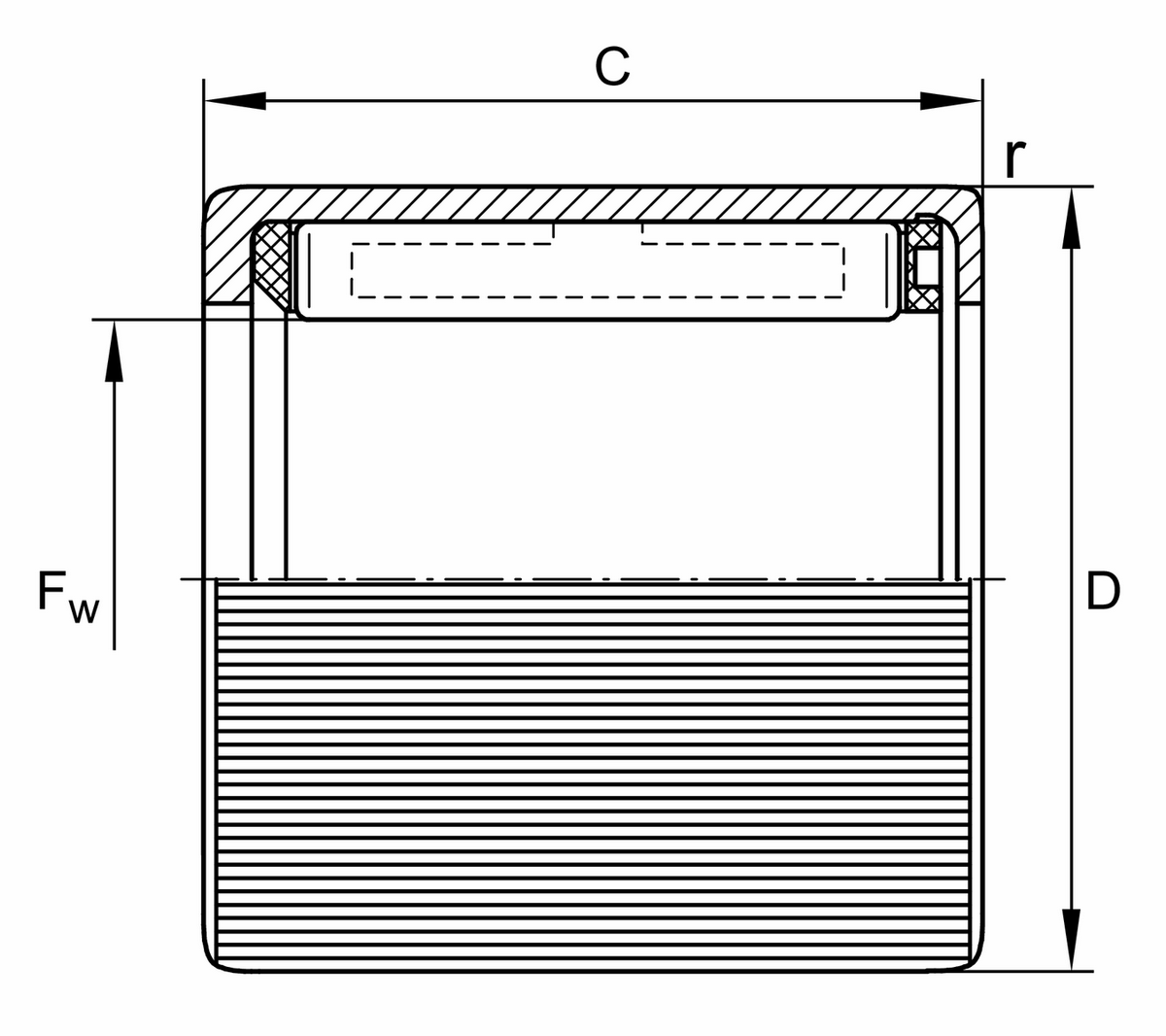 Обгонная муфта со штампованным наружным кольцом INA HF0306-KF-R