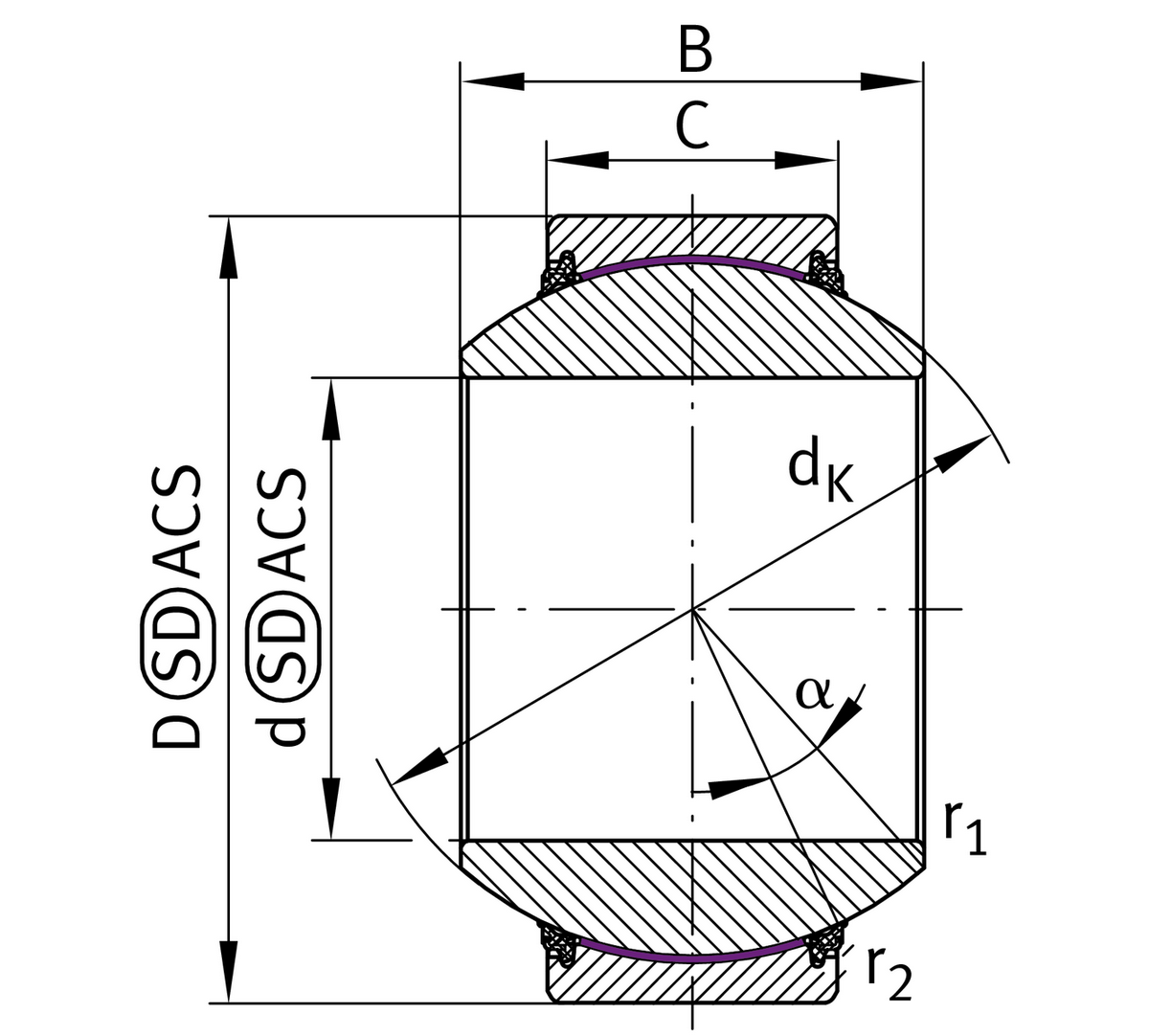 Сферический шарнирный подшипник INA GE70-FW-2TS-G8-W11