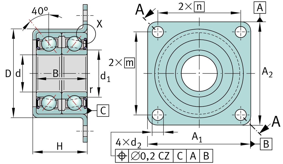 Фланцевый корпус INA ZKLR2060-2RS