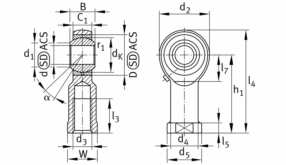 Шарнирная головка INA GIKLB22-PC
