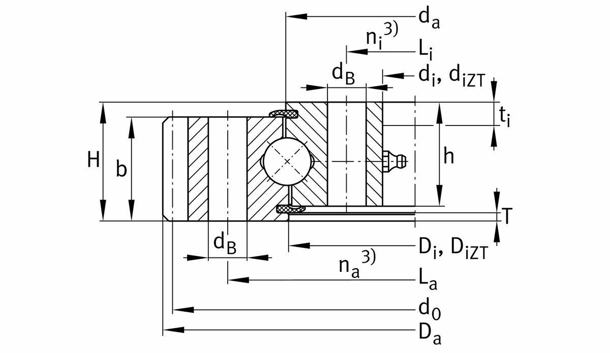 Опорно-поворотное устройство, подшипник с четырехточечным контактом, зубчатый венец на наружном кольце INA VA160235-N