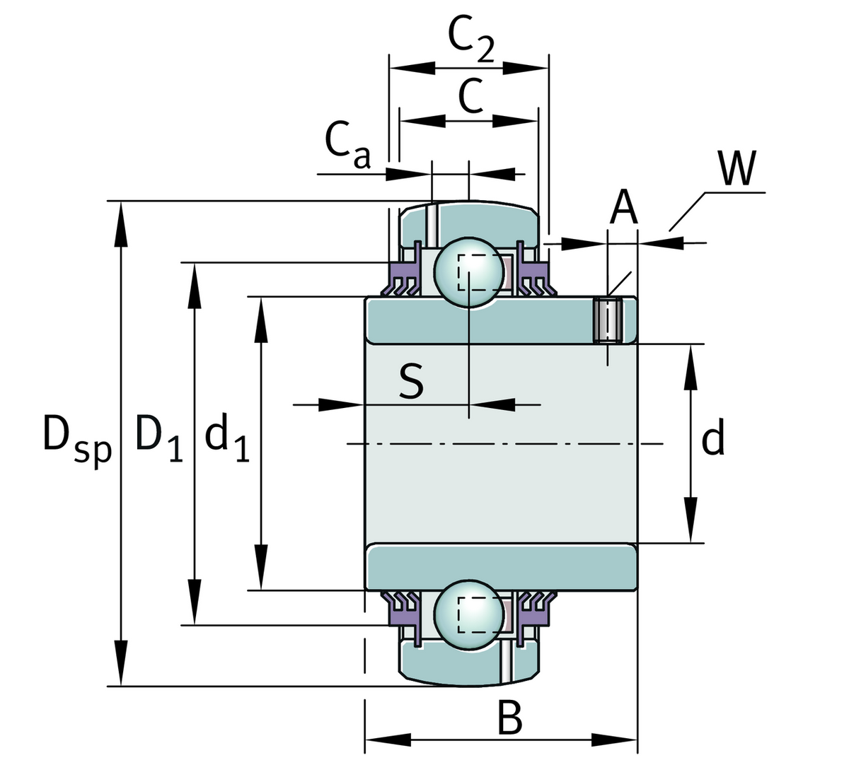 Радиальный закрепляемый шарикоподшипник INA GYE35-KTT-B-AS2/V-L402/70