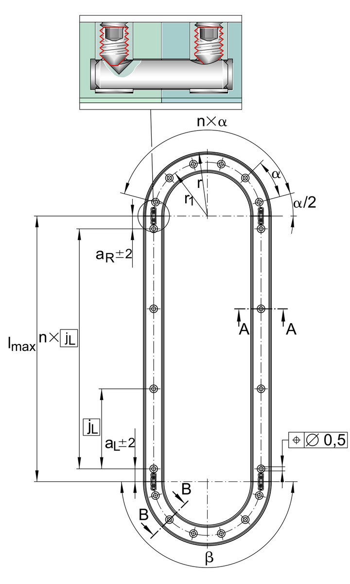 Направляющий рельс INA LFS32x..-OV-100-VBS