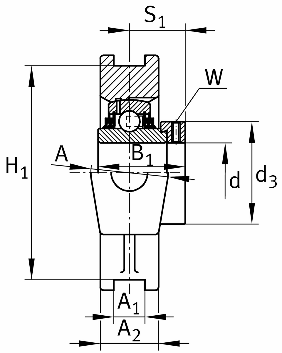 Корпусной узел с закрепляемым подшипником TTUE35-XL (TTUE35)