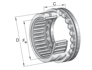 Комбинированный упорный шарикоподшипник с игольчатыми роликами INA NKX10-TV-XL (NKX10-TV)