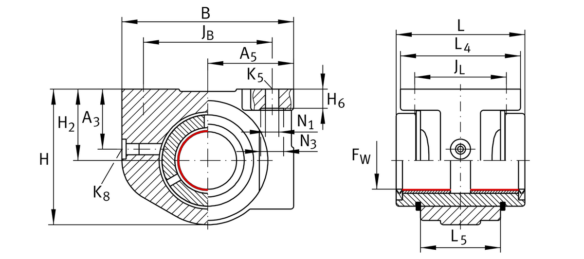 Линейный подшипник скольжения и корпусной узел INA PAGBAO50-PP-AS