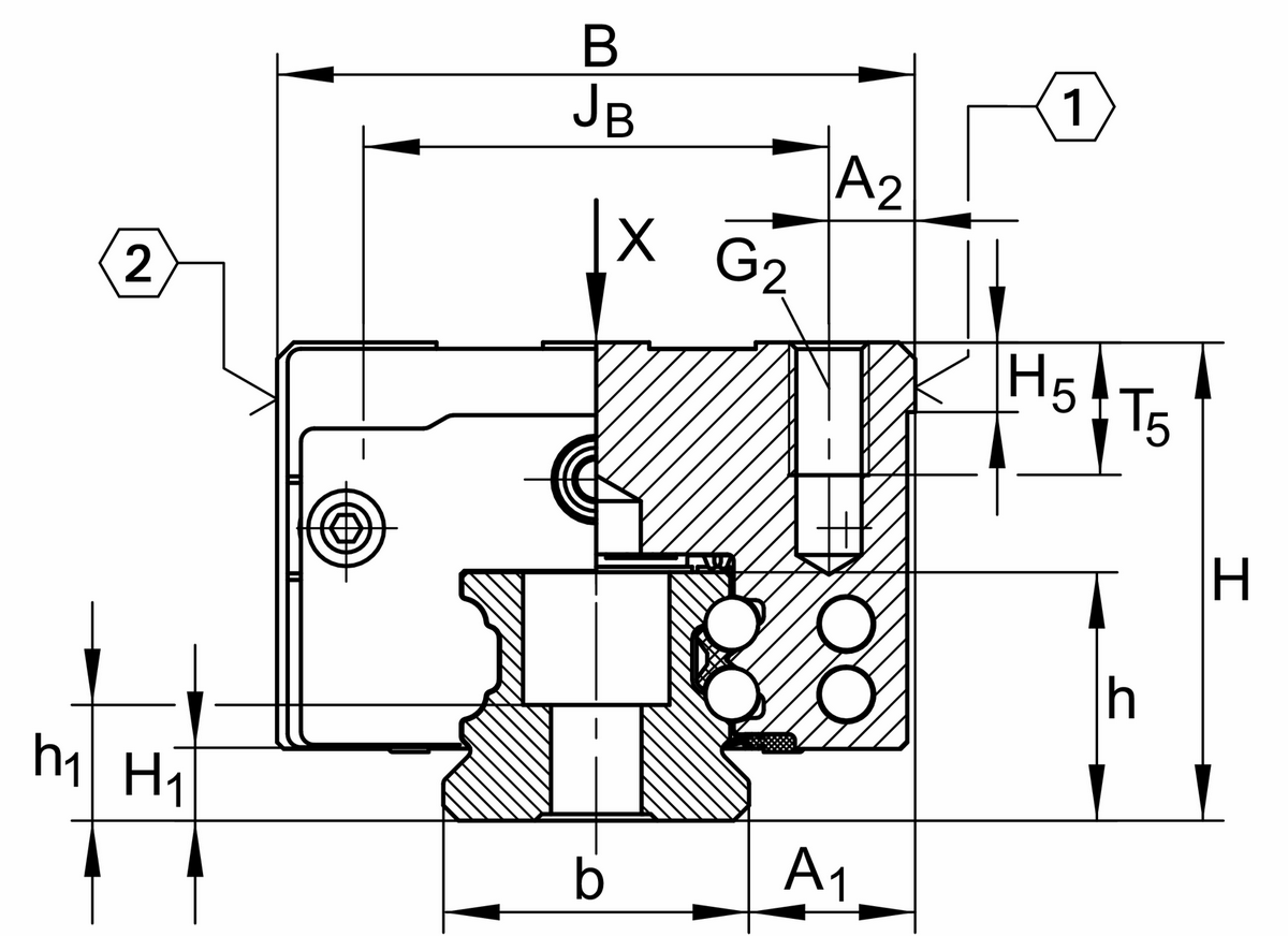 Каретка шариковой линейной направляющей качения с циркуляцией INA KWVE30-B-HL