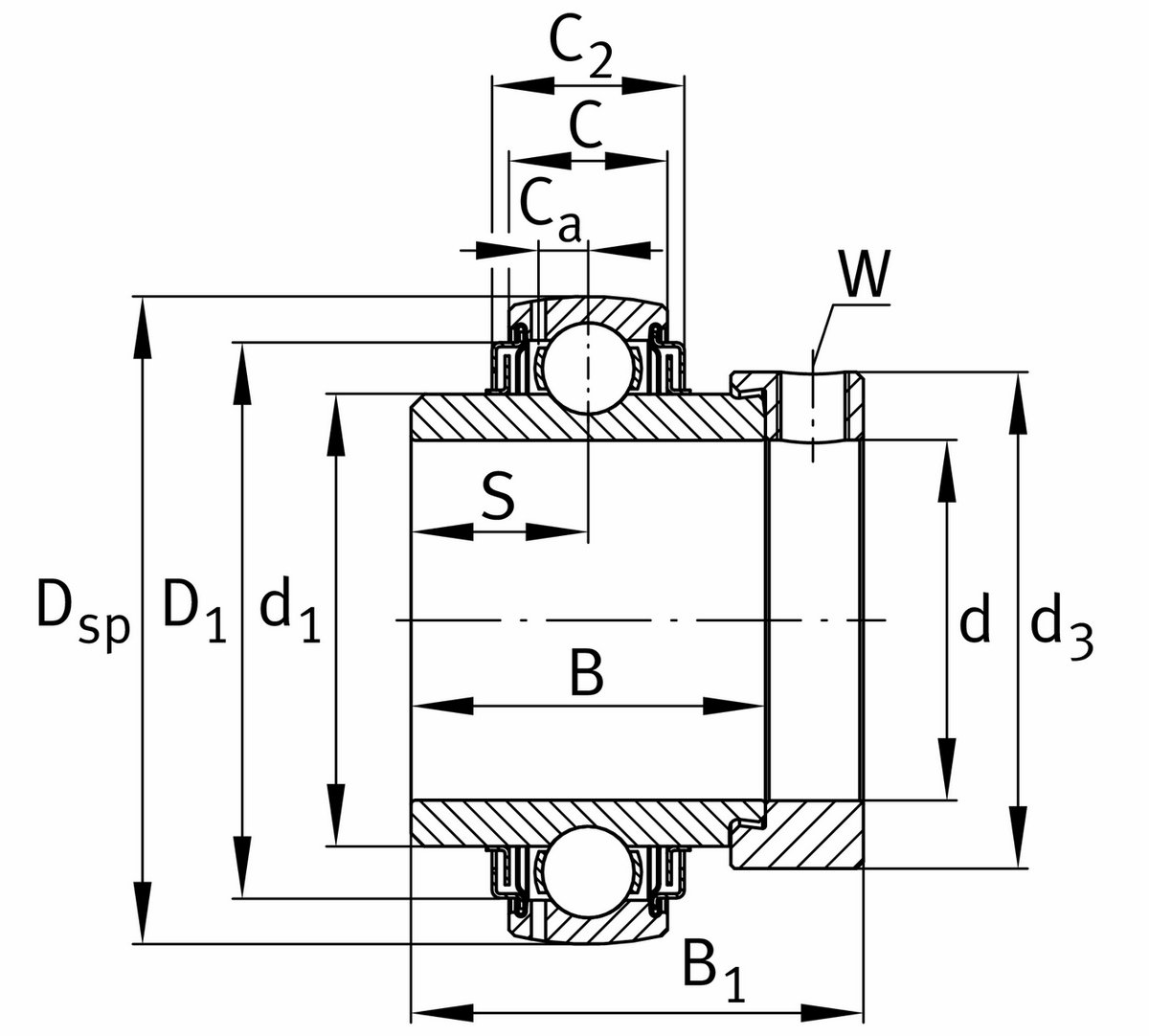 Радиальный закрепляемый шарикоподшипник INA GE45-XL-KLL-B (GE45-KLL-B)
