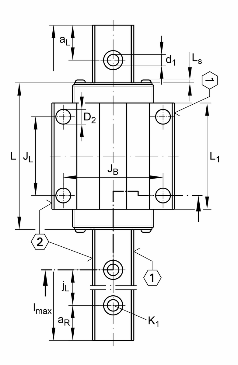 Каретка шариковой линейной направляющей качения с циркуляцией INA KWVE15-B-E