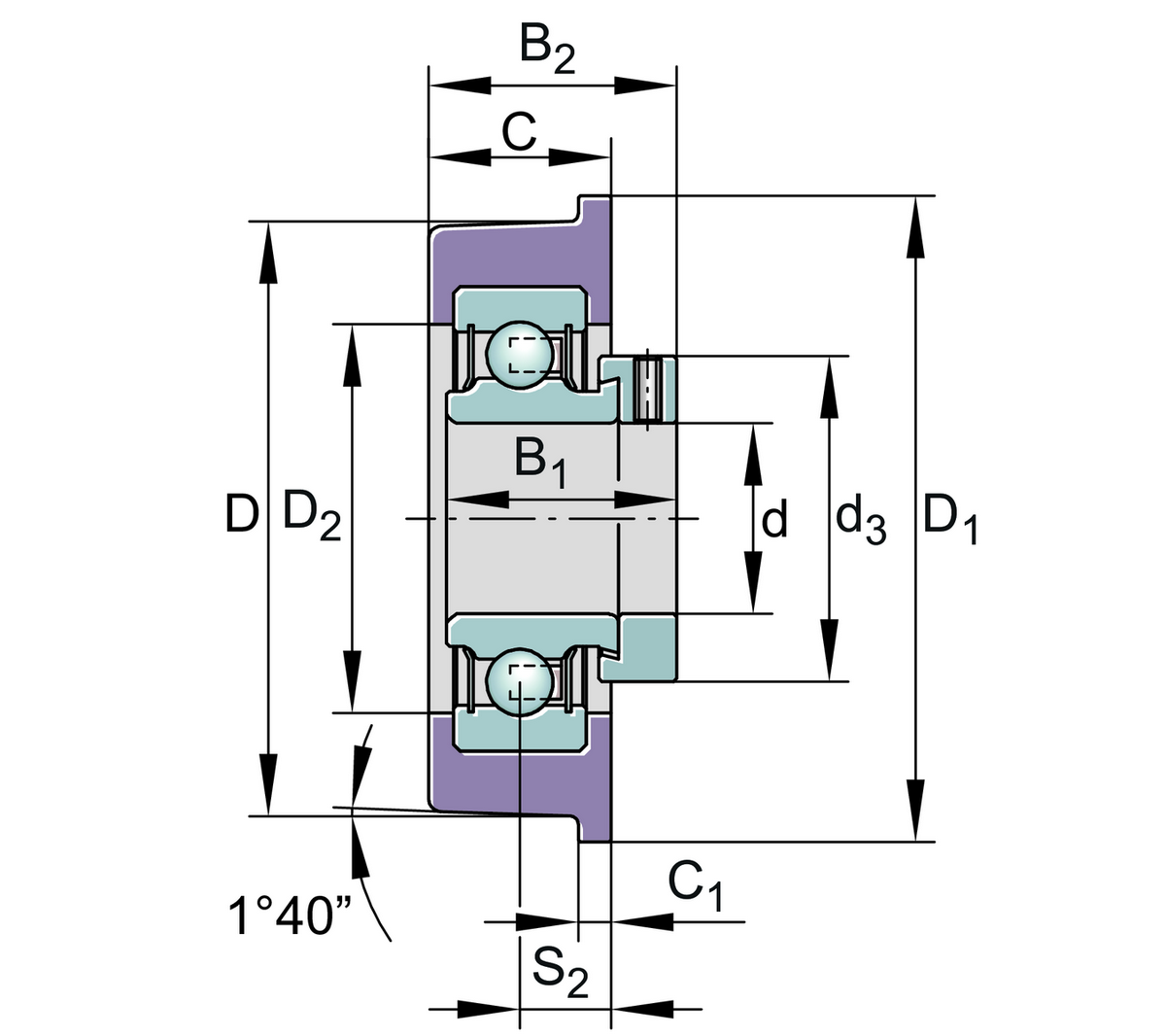 Радиальный закрепляемый шарикоподшипник INA CRB25/72-XL (CRB25/72)