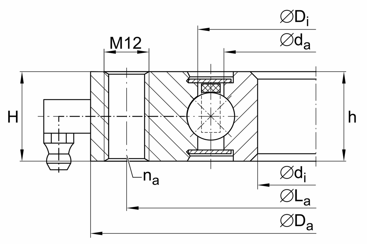 Опорно-поворотное устройство, подшипник с четырехточечным контактом, без зубчатого венца INA VU130225