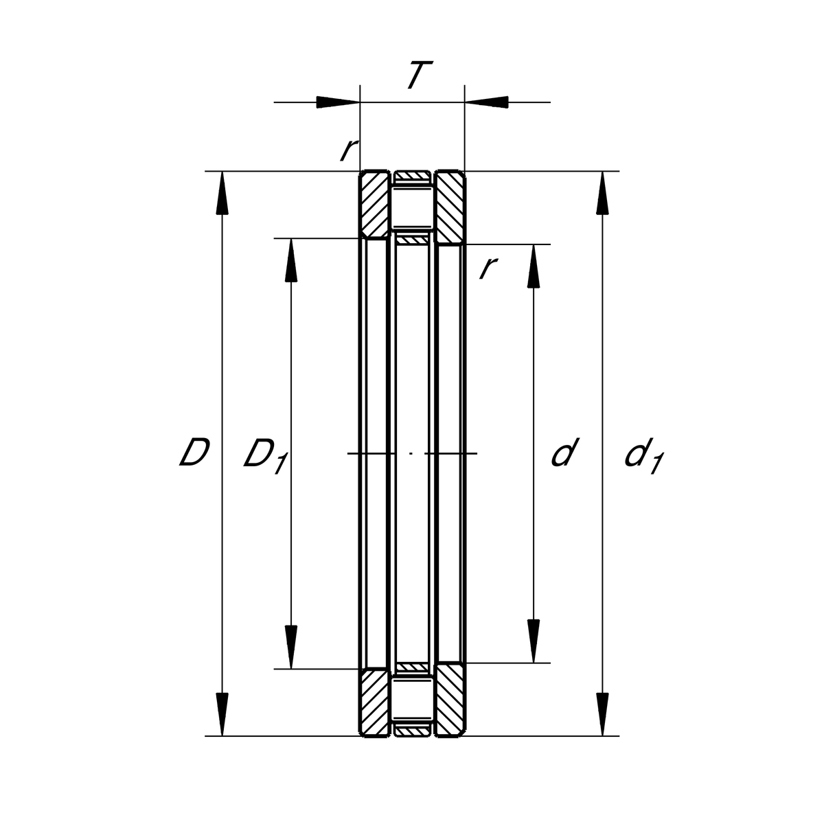Упорный цилиндрический роликоподшипник INA 81128-M