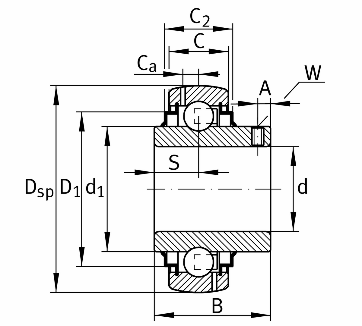 Радиальный закрепляемый шарикоподшипник INA GYE30-XL-KRR-B-AS2/V