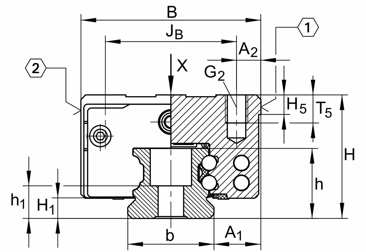 Каретка шариковой линейной направляющей качения с циркуляцией INA KWVE15-B-ESC