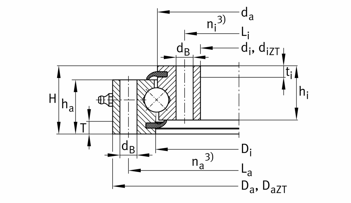 Опорно-поворотное устройство, подшипник с четырехточечным контактом, без зубчатого венца INA VSU200944