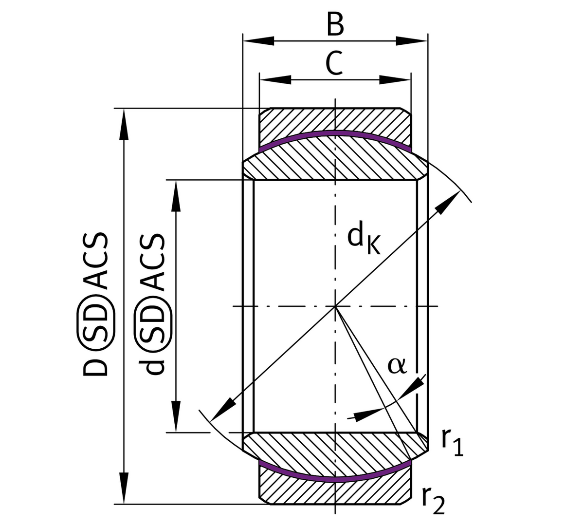 Сферический шарнирный подшипник INA GE30-UK