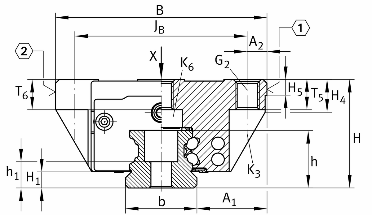 Каретка шариковой линейной направляющей качения с циркуляцией INA KWVE20-B