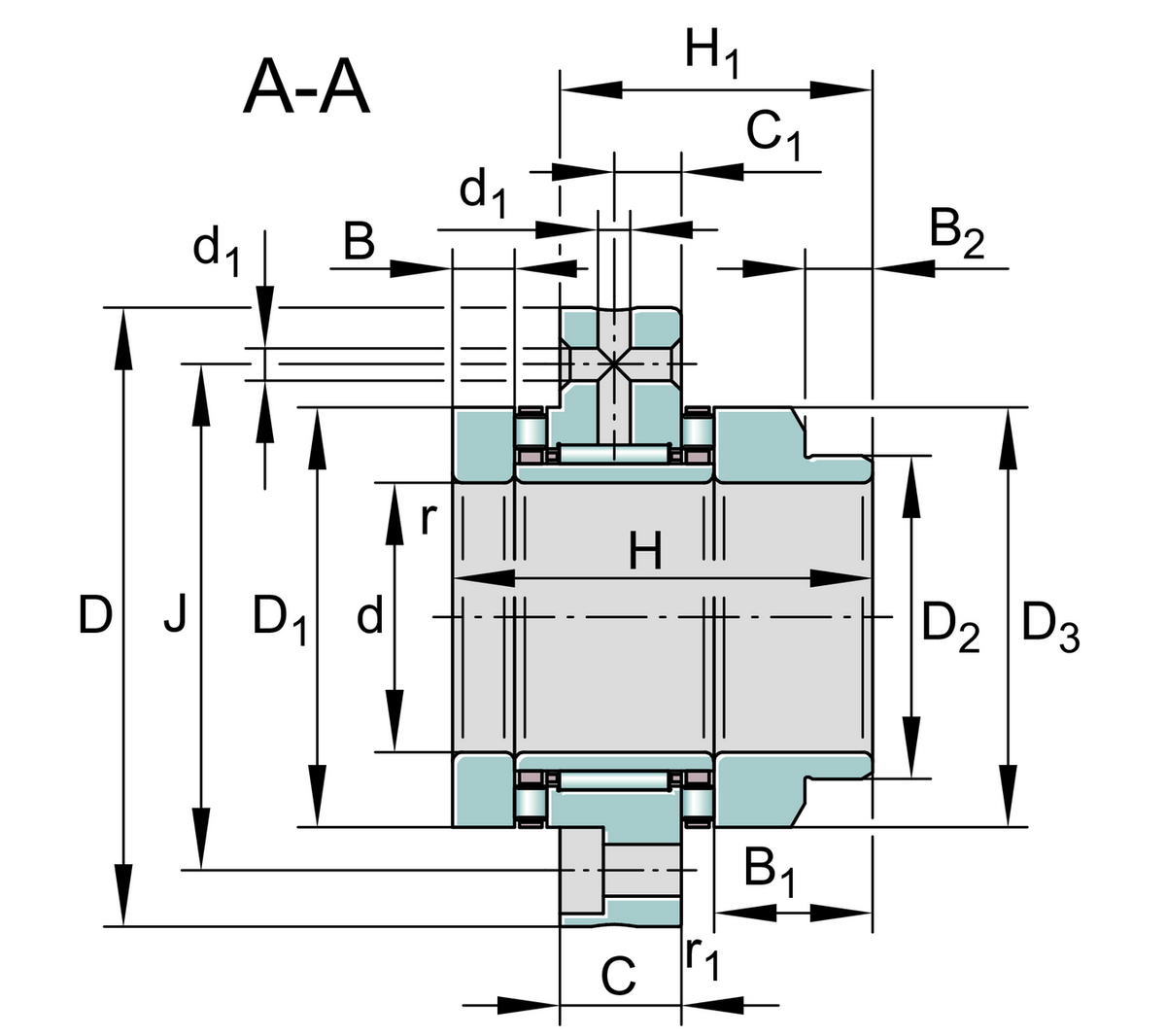 Комбинированный подшипник с короткими цилиндрическими и игольчатыми роликами INA ZARF3590-L-TV