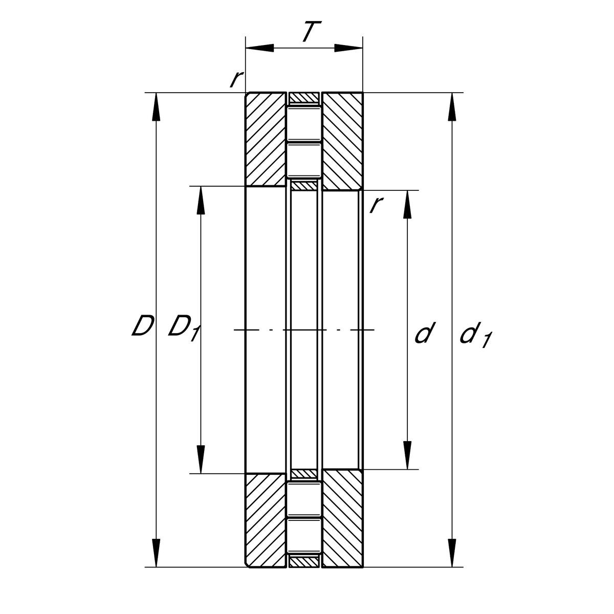 Упорный цилиндрический роликоподшипник INA 89314-TV (893 14 TN)