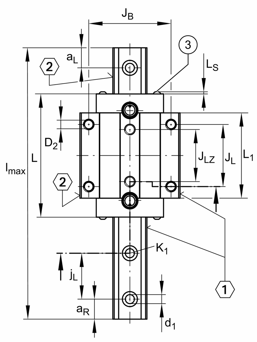 Каретка роликовой линейной направляющей качения с циркуляцией INA RWU25-E