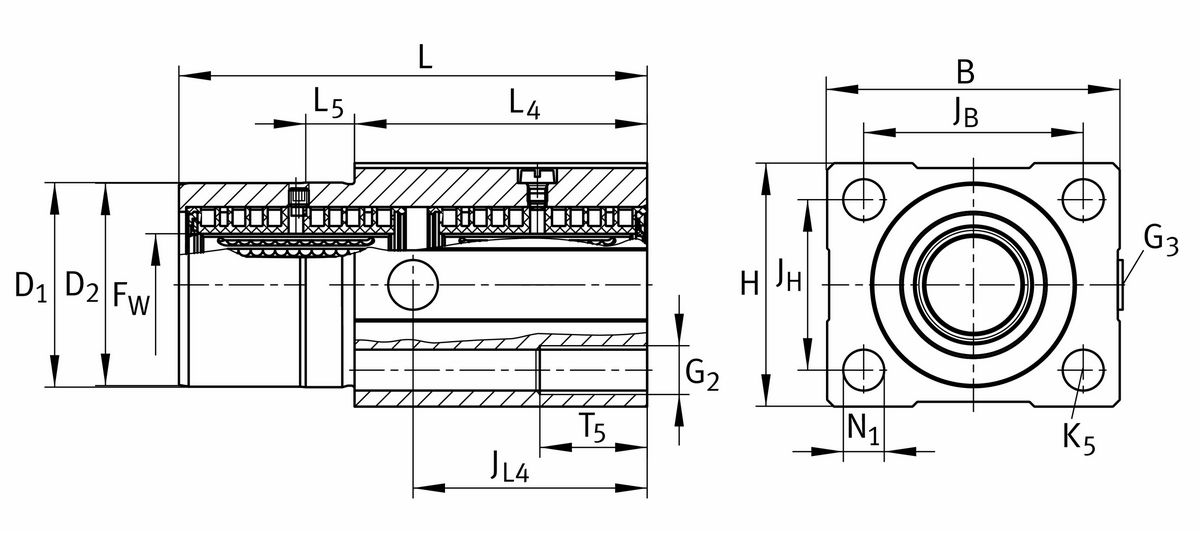 Узел с шарикоподшипником для линейного перемещения INA KTFS25-PP-AS