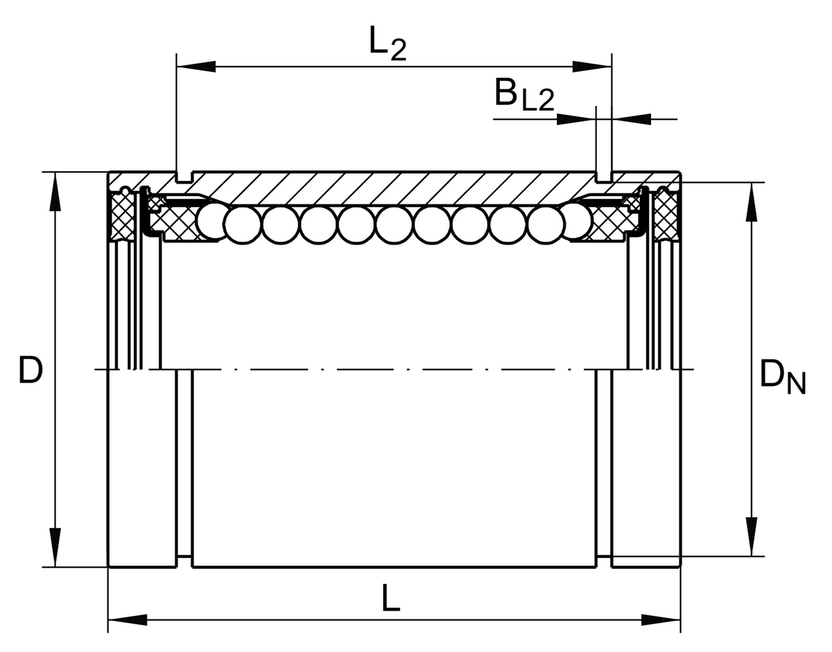 Шарикоподшипник для линейного перемещения INA KB25-PP-AS