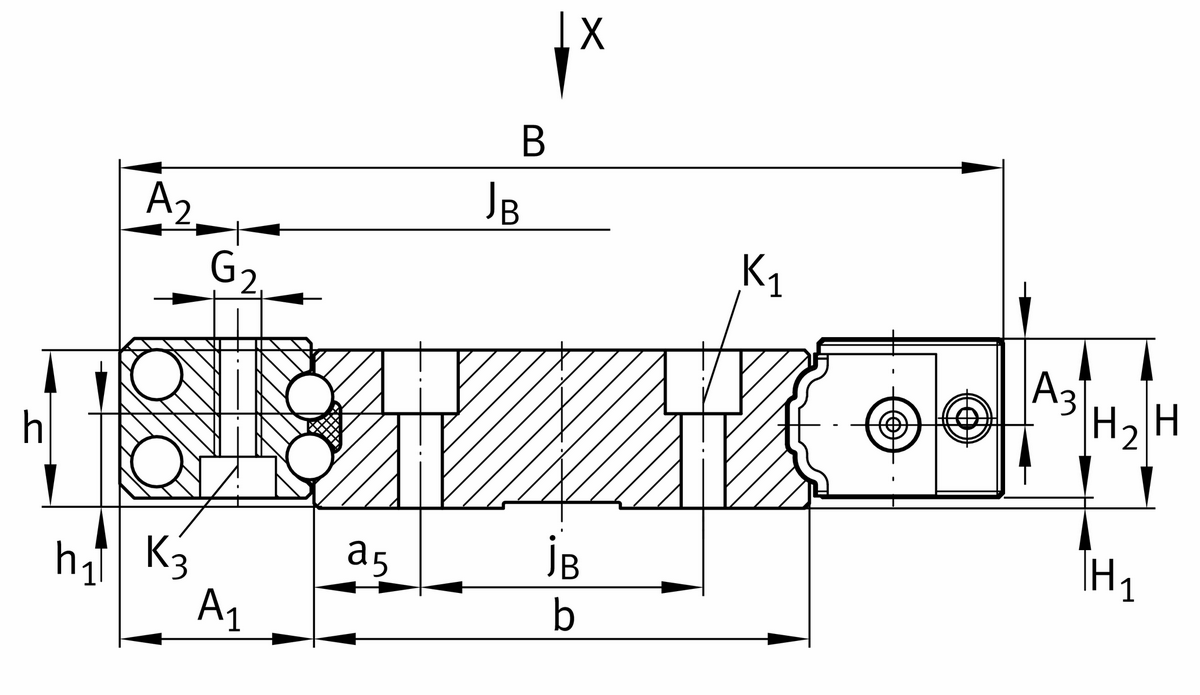 Шариковая линейная опора качения INA KUVS17-B