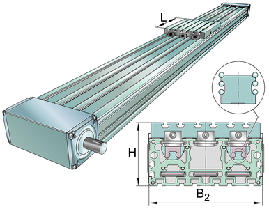 Модуль линейного перемещения INA MDKUSE25-500-3ZR-W2-N-FA517.2