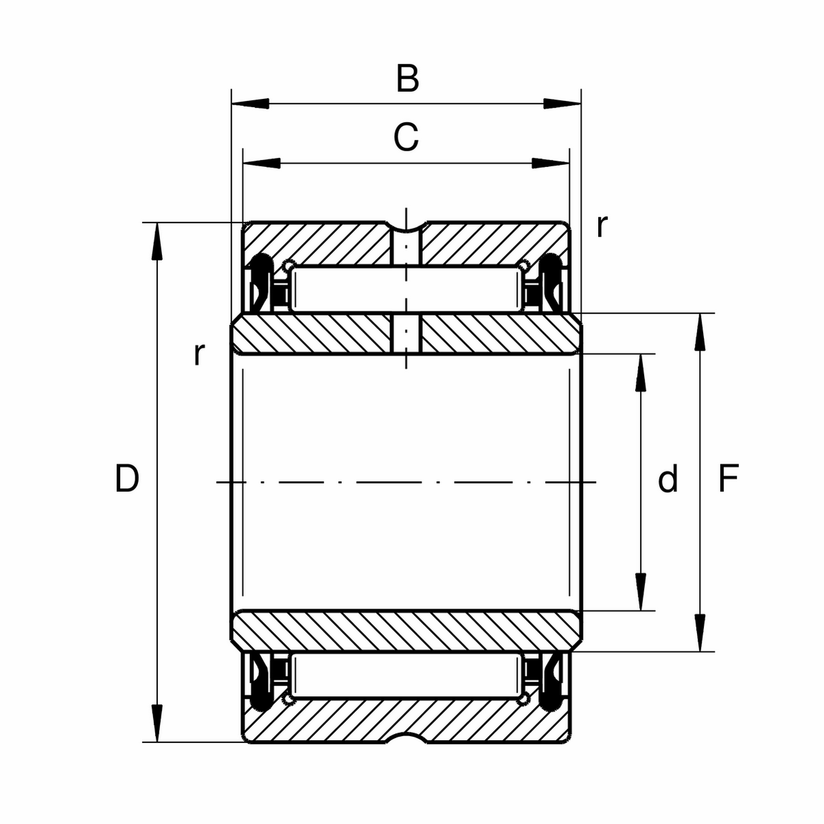 Игольчатый роликоподшипник INA NA4908-2RSR-XL-C3