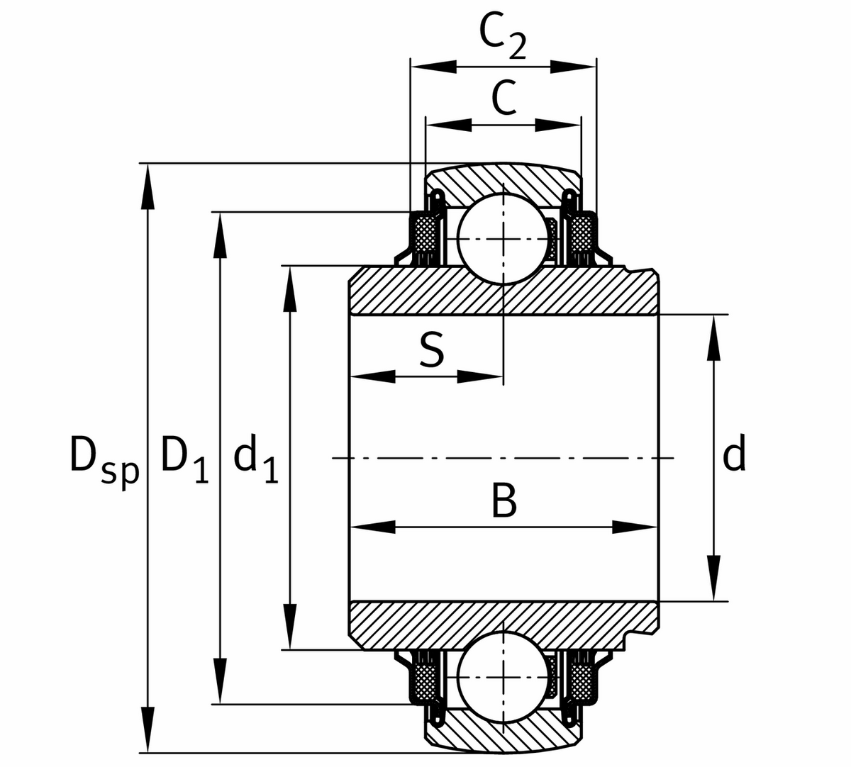Радиальный закрепляемый шарикоподшипник INA E35-XL-KTT-B-L402/70-OSE