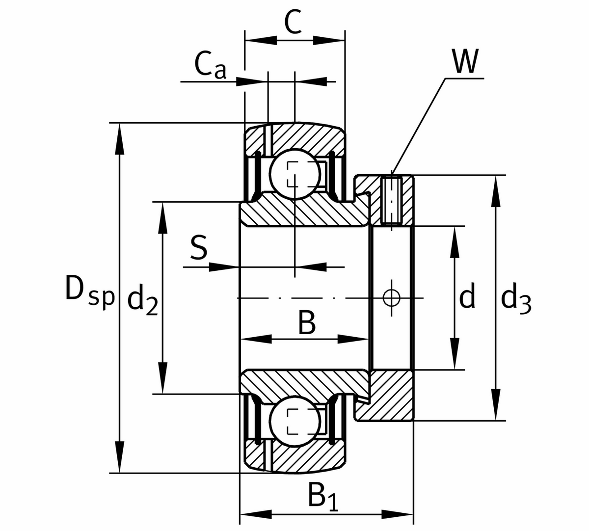 Радиальный закрепляемый шарикоподшипник INA GRAE60-XL-NPP-B (GRAE60-NPP-B)
