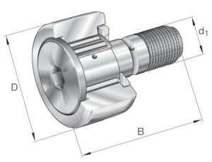 Игольчатый опорный ролик с цапфой INA KR26