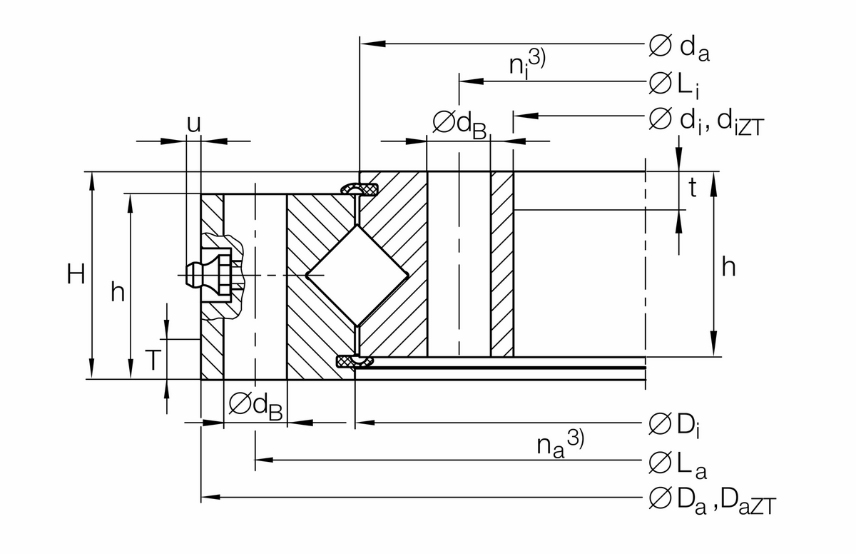 Опорно-поворотное устройство, подшипник с перекрестными роликами, без зубчатого венца INA XU300515