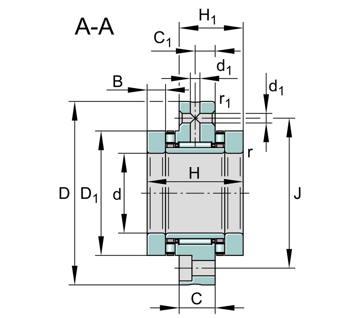 Комбинированный подшипник с короткими цилиндрическими и игольчатыми роликами INA ZARF50115-TV